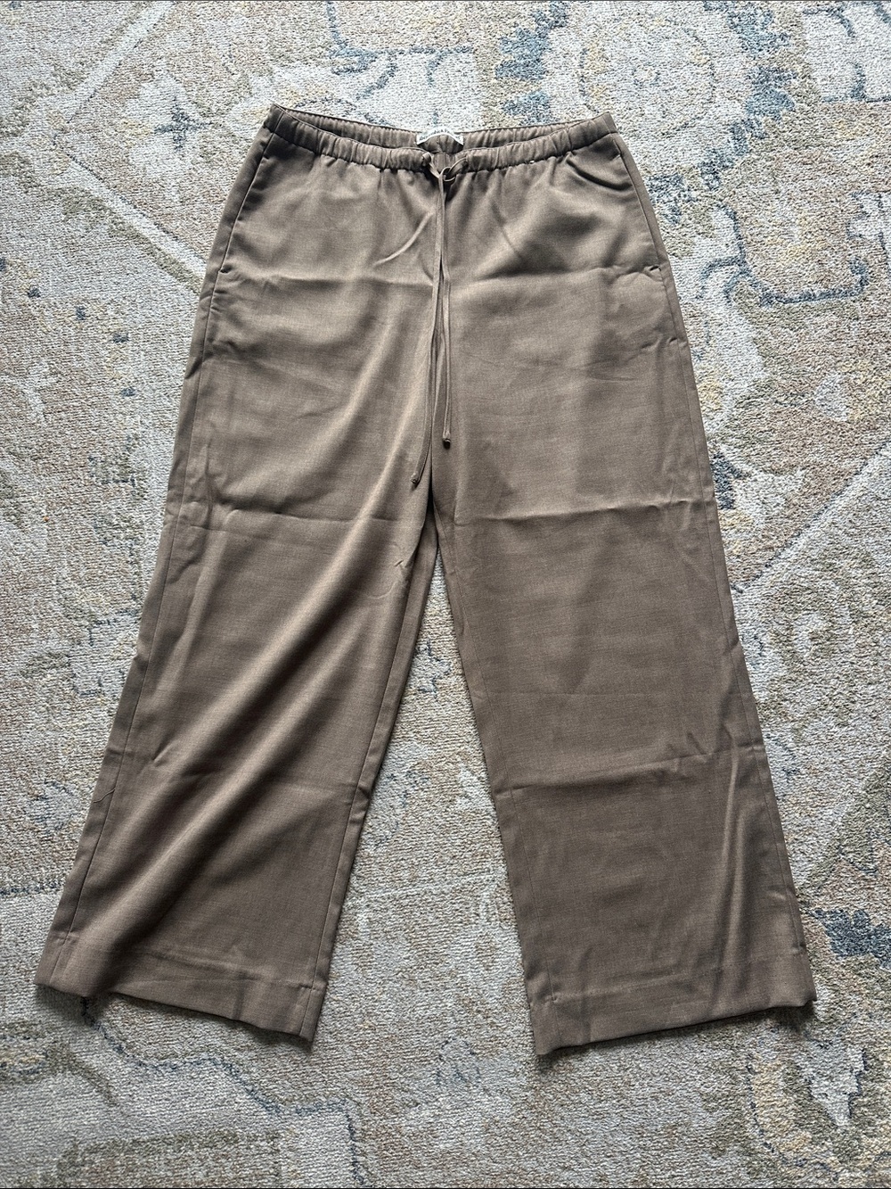 Abercrombie & Fitch Women's Taupe Wide-Leg Drawstring Pants